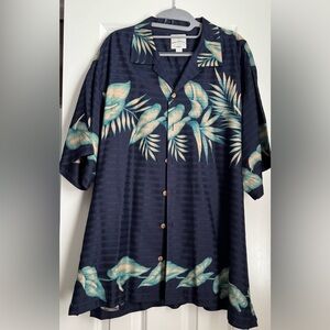 Tommy Bahama Silk Button Down Shirt with Tropical Pattern Size L